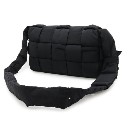 Bottega Veneta Maxi Intrecciato Padded Tech Cassette Shoulder Bag Nylon Black