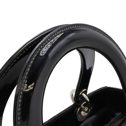 Dior Cannage Tote 2-Way Shoulder Bag Patent Leather Black Pink Gray
