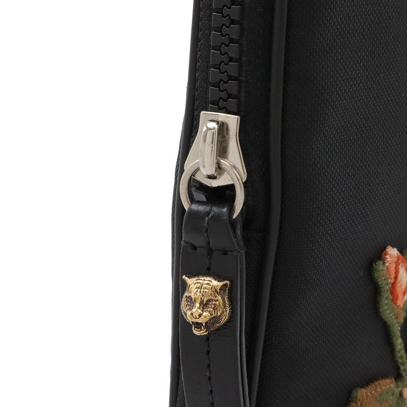 Gucci Embroidered Laptop Case PC Clutch Taiga Tiger Black Multicolor