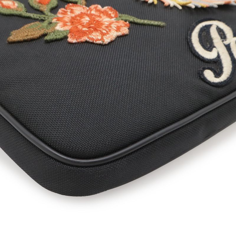 Gucci Embroidered Laptop Case PC Clutch Taiga Tiger Black Multicolor