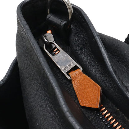 Hermes Caravan Horizontal PM Tote 2-Way Shoulder Bag Crossbody Voderma Black Orange