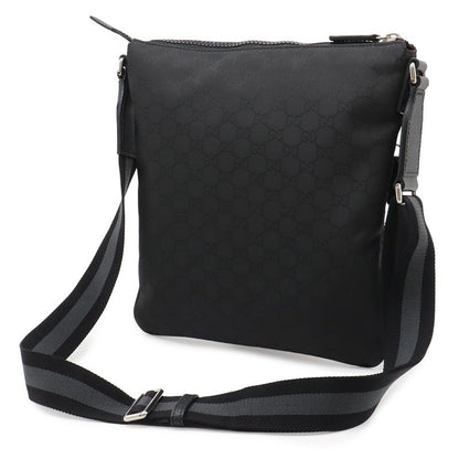 Gucci GG Nylon Shoulder Bag Crossbody Depth Leather Black Gray