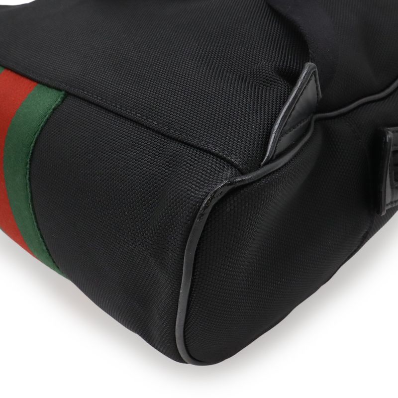 Gucci Sherry Backpack Leather Canvas Black Green Red