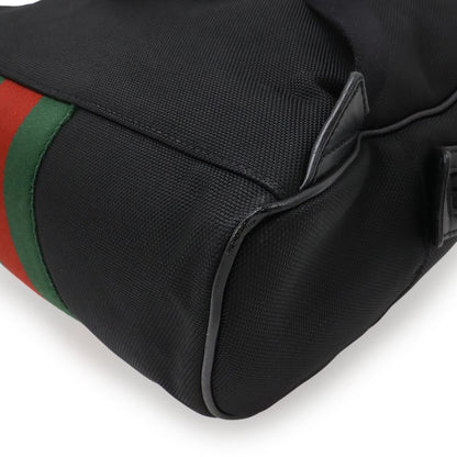 Gucci Sherry Backpack Leather Canvas Black Green Red