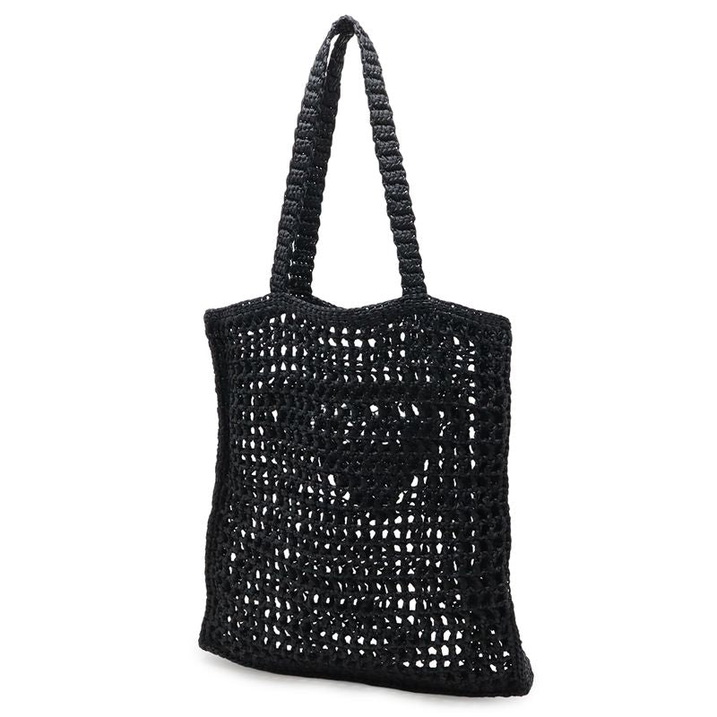 Prada Crochet Logo Tote Shoulder Black White