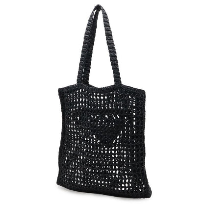 Prada Crochet Logo Tote Shoulder Black White