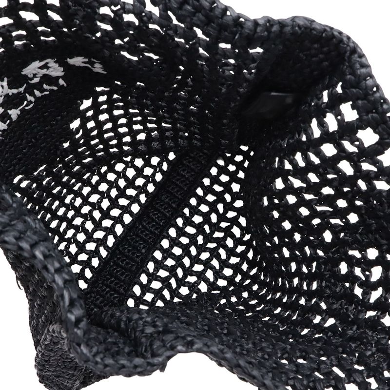 Prada Crochet Logo Tote Shoulder Black White