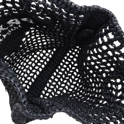 Prada Crochet Logo Tote Shoulder Black White