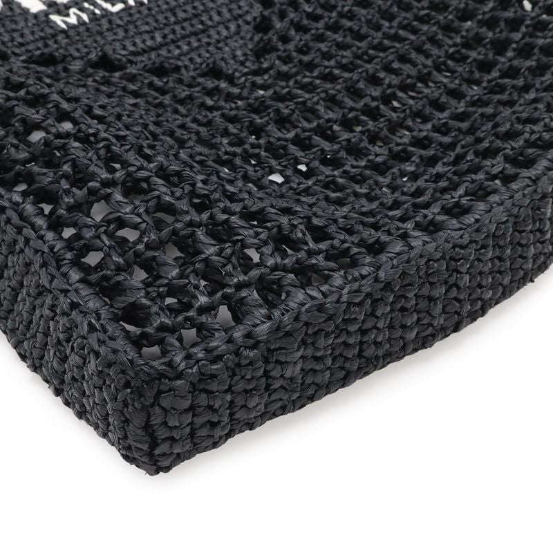 Prada Crochet Logo Tote Shoulder Black White