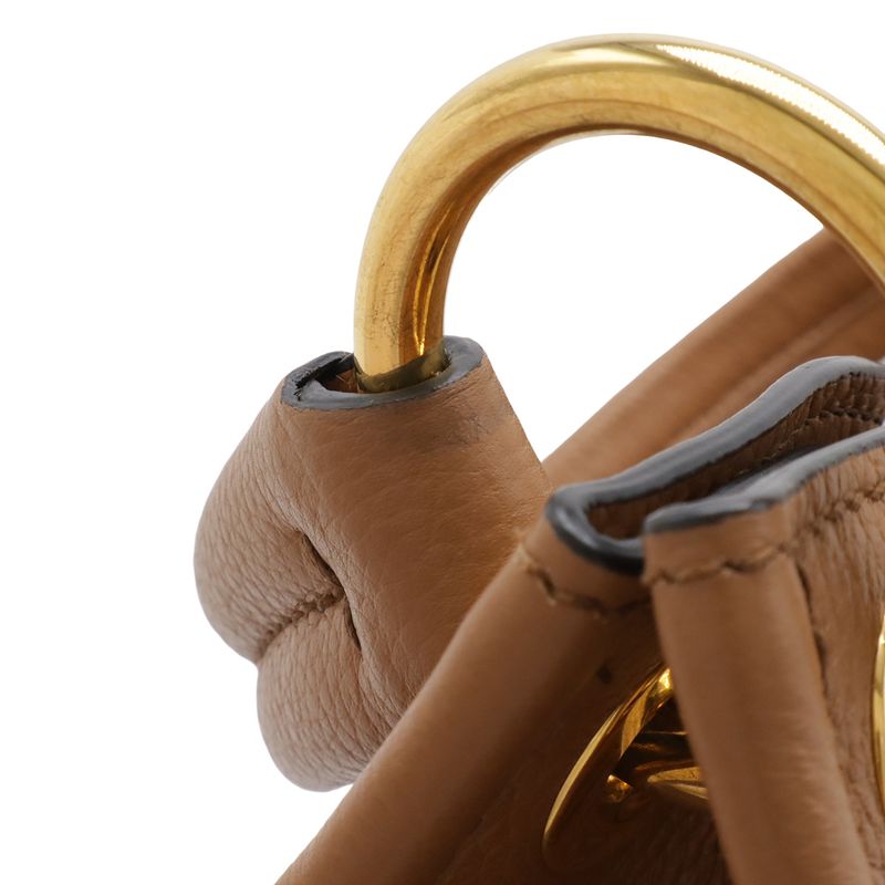 Prada Logo Shoulder Bag Leather Camel Light Brown