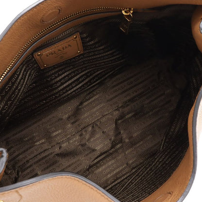 Prada Logo Shoulder Bag Leather Camel Light Brown