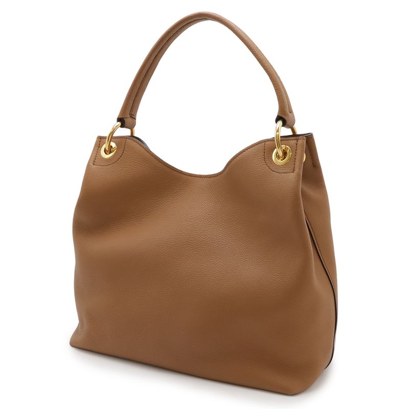 Prada Logo Shoulder Bag Leather Camel Light Brown