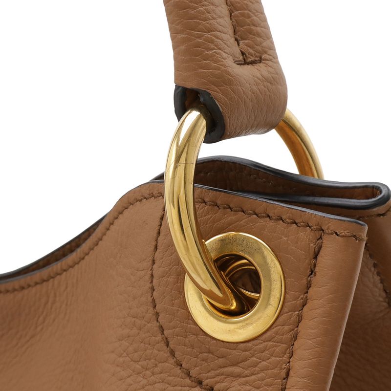 Prada Logo Shoulder Bag Leather Camel Light Brown
