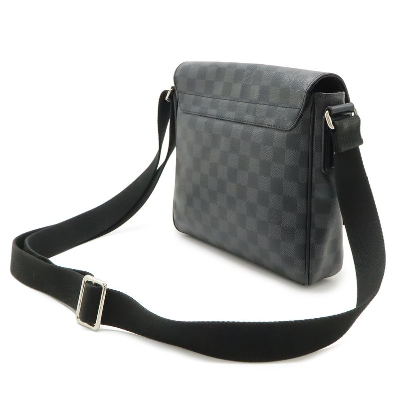 Louis Vuitton Damier Graphite District PM Shoulder Bag Black Gray