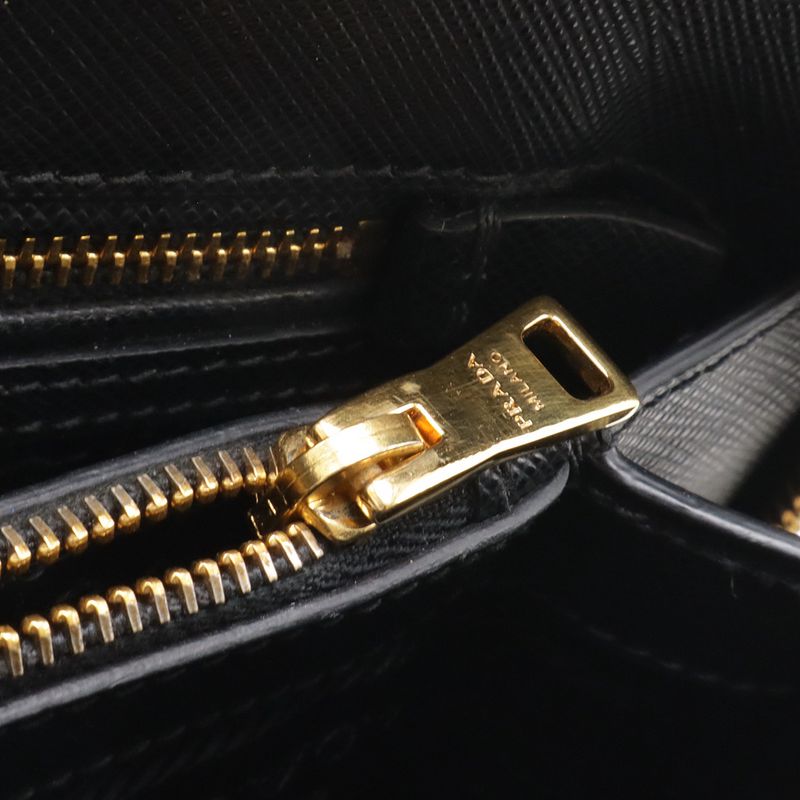 Prada Promenade Triangle Logo 2-Way Shoulder Bag Saffiano Leather Nero
