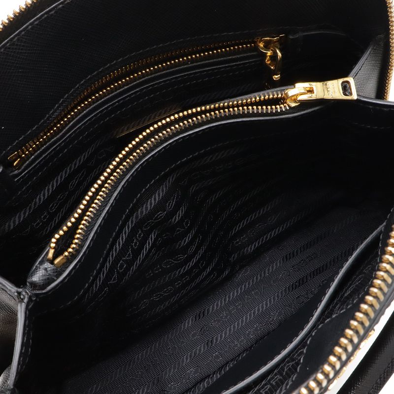 Prada Promenade Triangle Logo 2-Way Shoulder Bag Saffiano Leather Nero