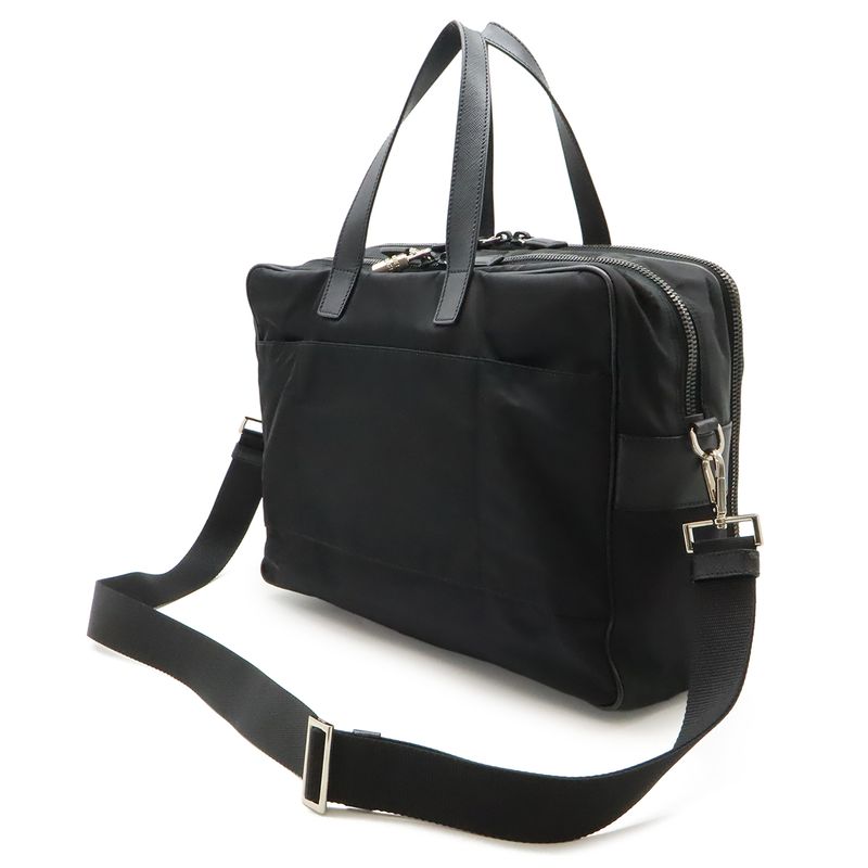 Prada Triangle Logo Business Briefcase 2-Way Shoulder Bag Nylon Nero Black