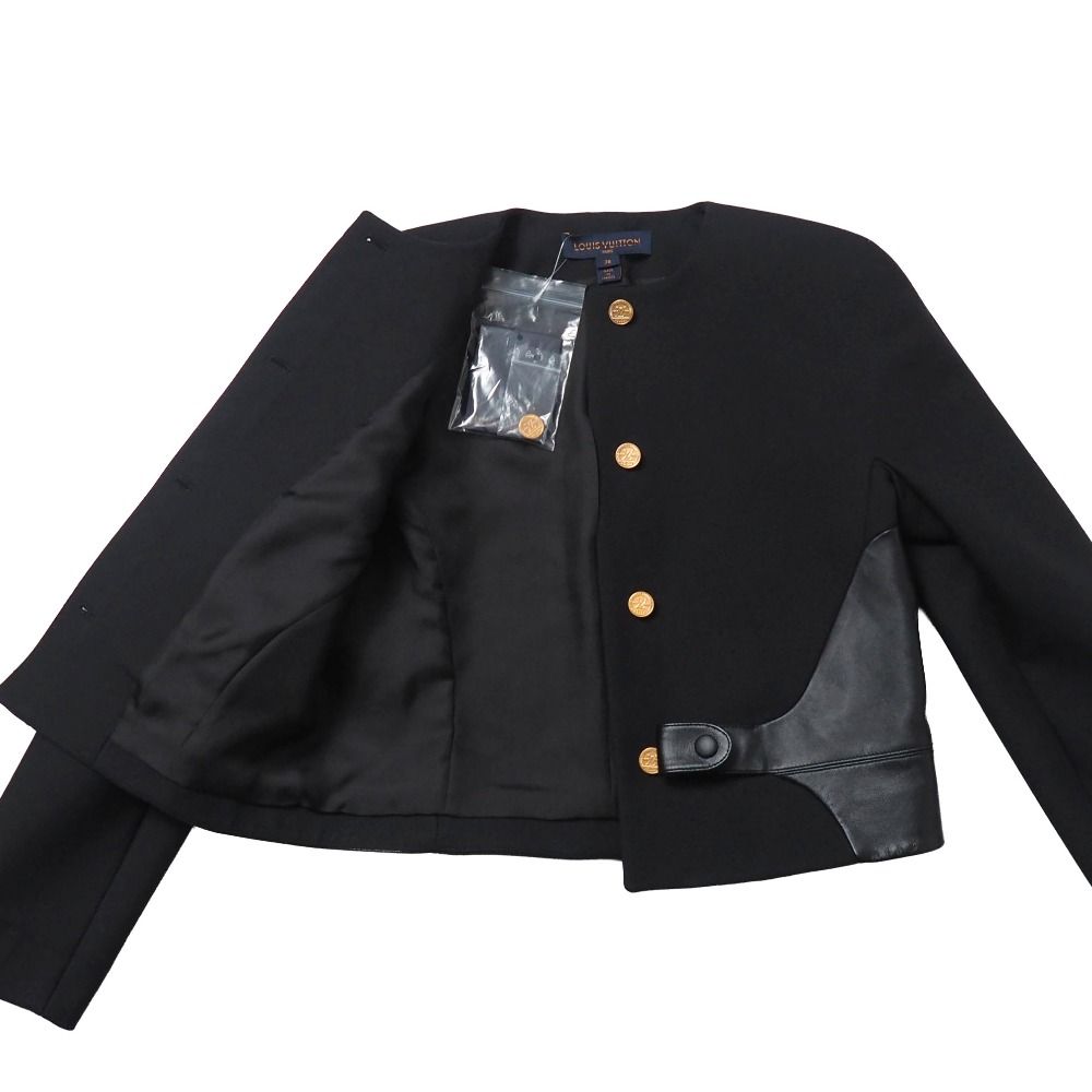 Louis Vuitton Boxy Jacket 38 Lamb Leather Trim Belt Gold Button — view 3