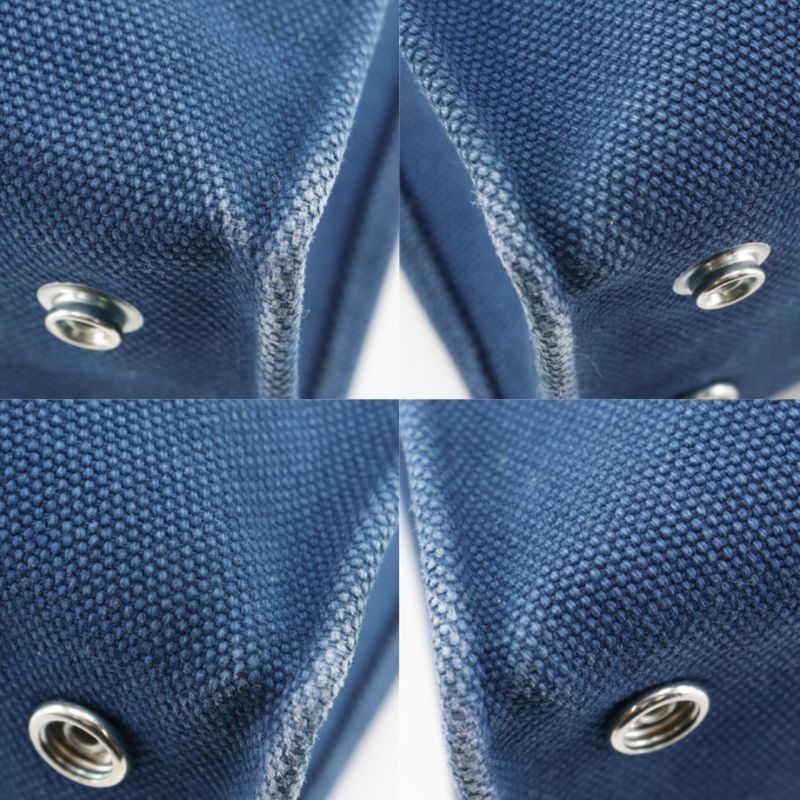 Hermes Cabas Mirror PM Medle Canvas Navy L Handbag Blue