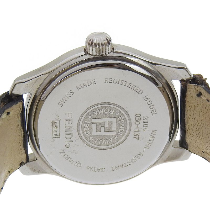 Fendi Orologi Stainless Steel Leather Quartz Analog Display Watch