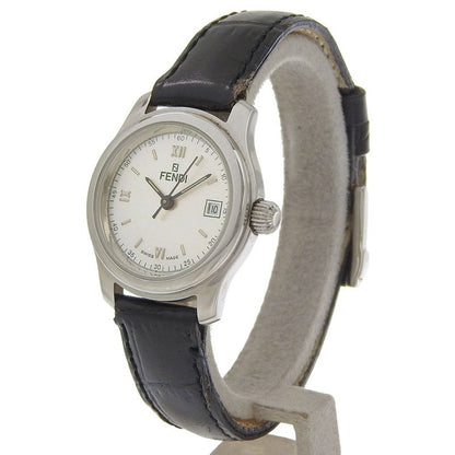 Fendi Orologi Stainless Steel Leather Quartz Analog Display Watch