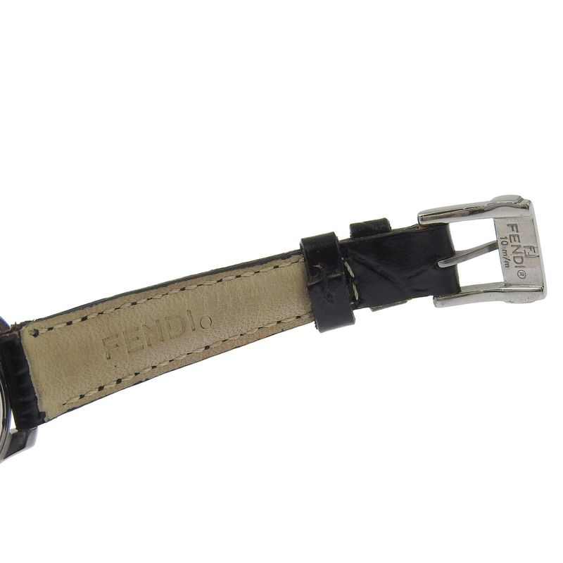 Fendi Orologi Stainless Steel Leather Quartz Analog Display Watch