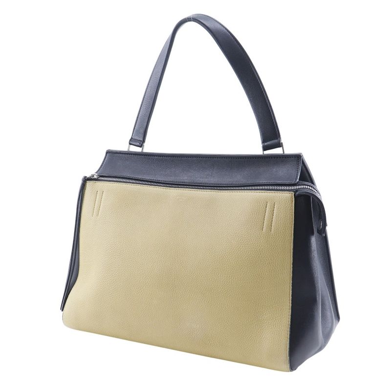 Celine Edge Bicolor Leather Black Beige Shoulder Bag