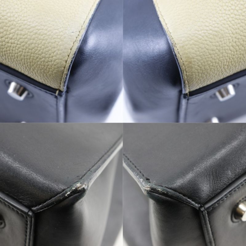 Celine Edge Bicolor Leather Black Beige Shoulder Bag