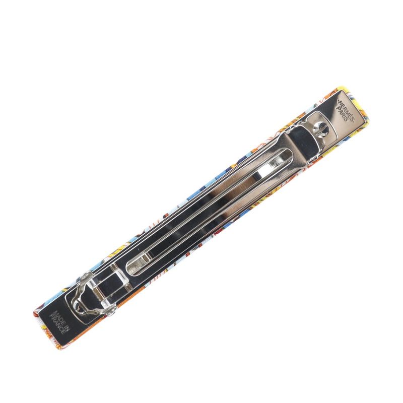 Hermes Silk Orange Multicolor Barrette