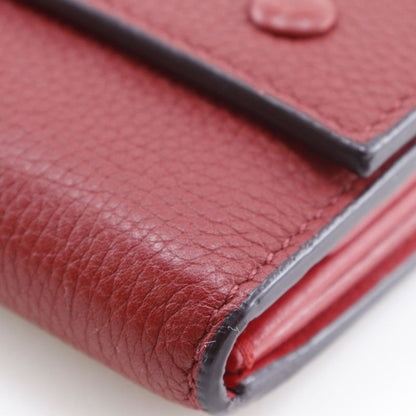 Celine Small Folded Multi Function Leather Red Trifold Wallet