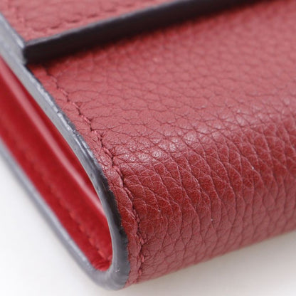 Celine Small Folded Multi Function Leather Red Trifold Wallet