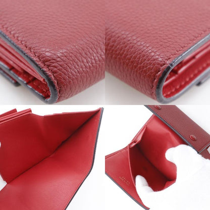 Celine Small Folded Multi Function Leather Red Trifold Wallet