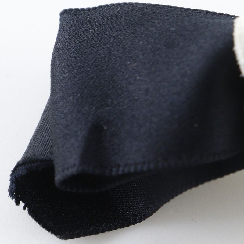 Chanel Camellia Ribbon Satin Black White Barrette