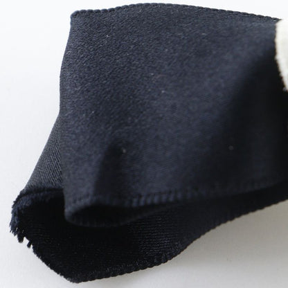 Chanel Camellia Ribbon Satin Black White Barrette