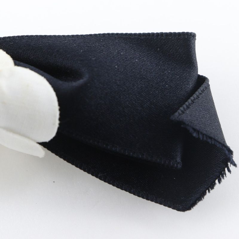 Chanel Camellia Ribbon Satin Black White Barrette