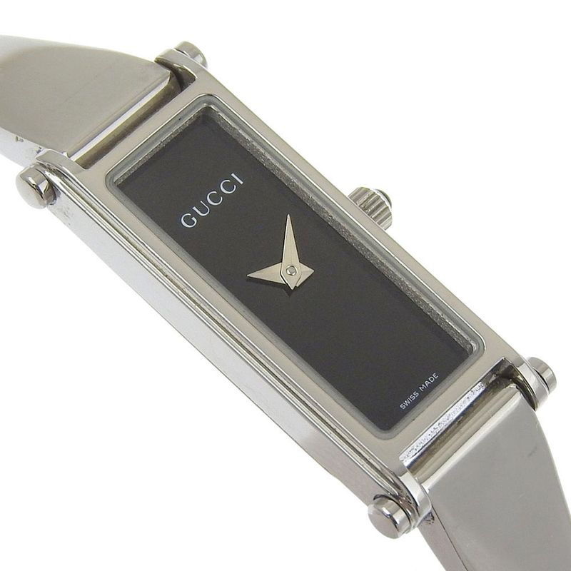 Gucci Stainless Steel Quartz Analog Display Black Dial Watch