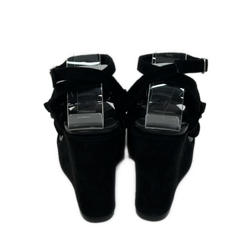 Hermes Sandals 35.5 Black Open Toe Wedge Sole