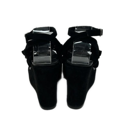 Hermes Sandals 35.5 Black Open Toe Wedge Sole