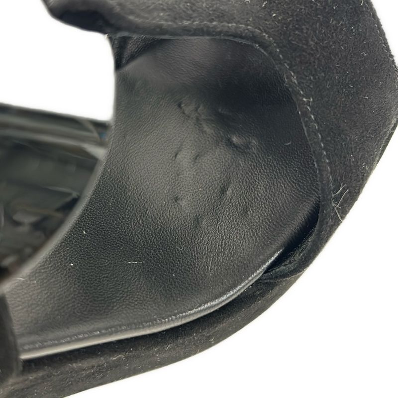 Hermes Sandals 35.5 Black Open Toe Wedge Sole