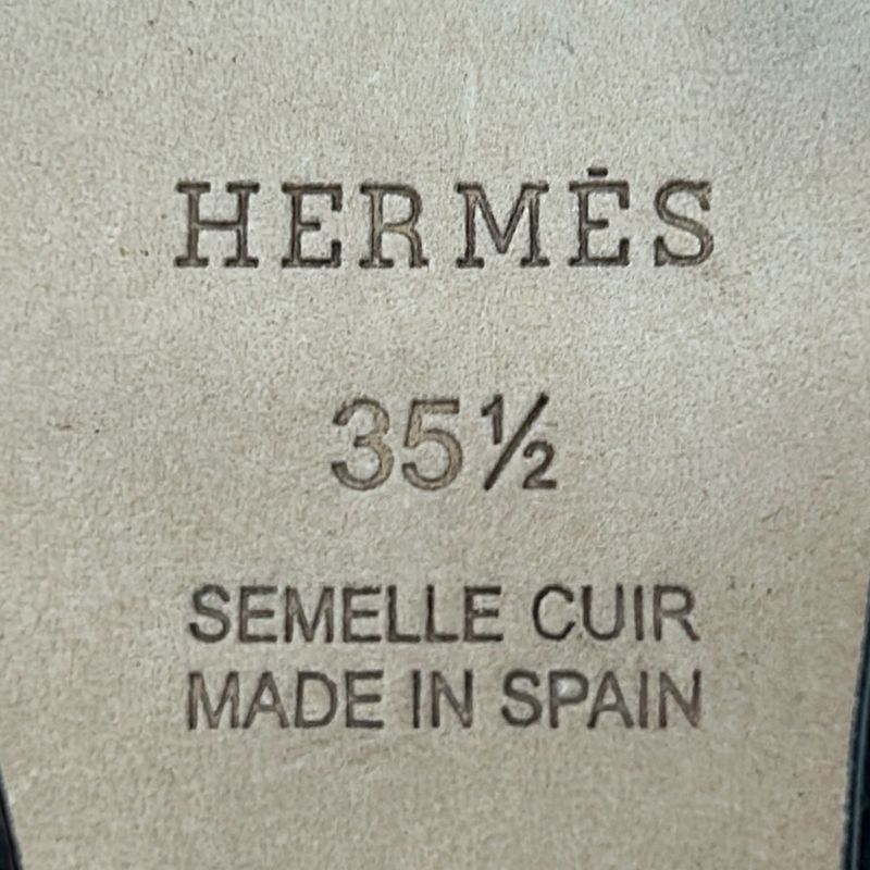 Hermes Sandals 35.5 Black Open Toe Wedge Sole