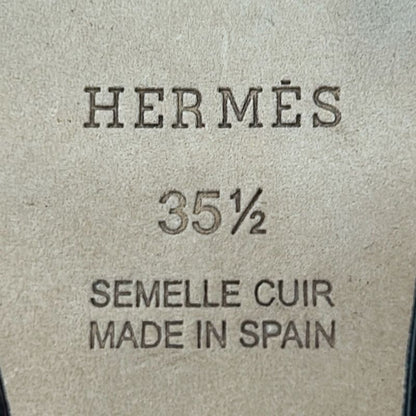 Hermes Sandals 35.5 Black Open Toe Wedge Sole