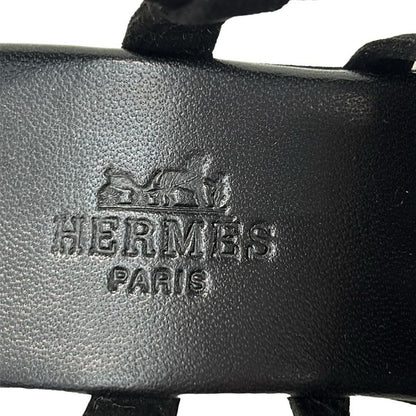 Hermes Sandals 35.5 Black Open Toe Wedge Sole