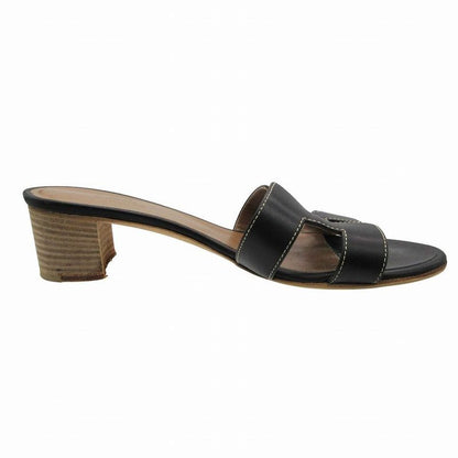 Hermes Oasis Open Toe Sandals Shoes Black 37