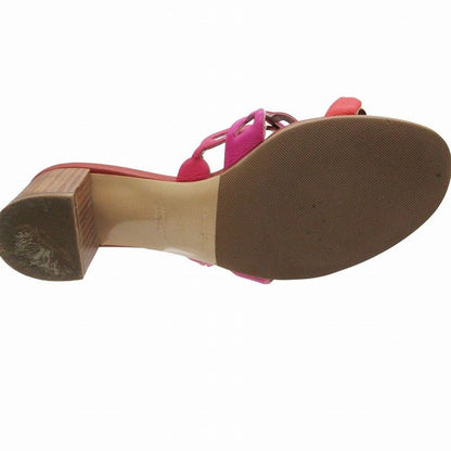 Hermes Chaine D'ancre Chunky Heel Sandals Shoes Red Purple 37.5