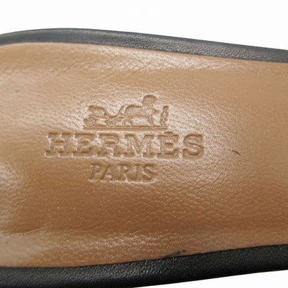 Hermes Oasis Open Toe Sandals Shoes Black 37