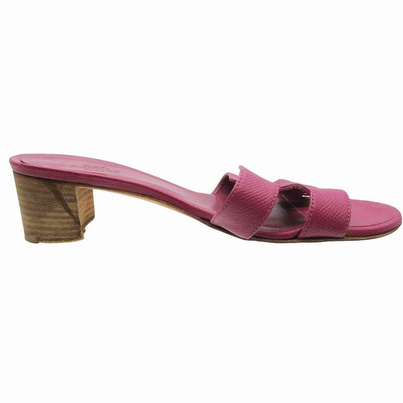Hermes Oasis Veau Epsom Open Toe Sandals Shoes Purple 35.5