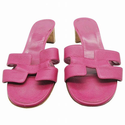 Hermes Oasis Veau Epsom Open Toe Sandals Shoes Purple 35.5