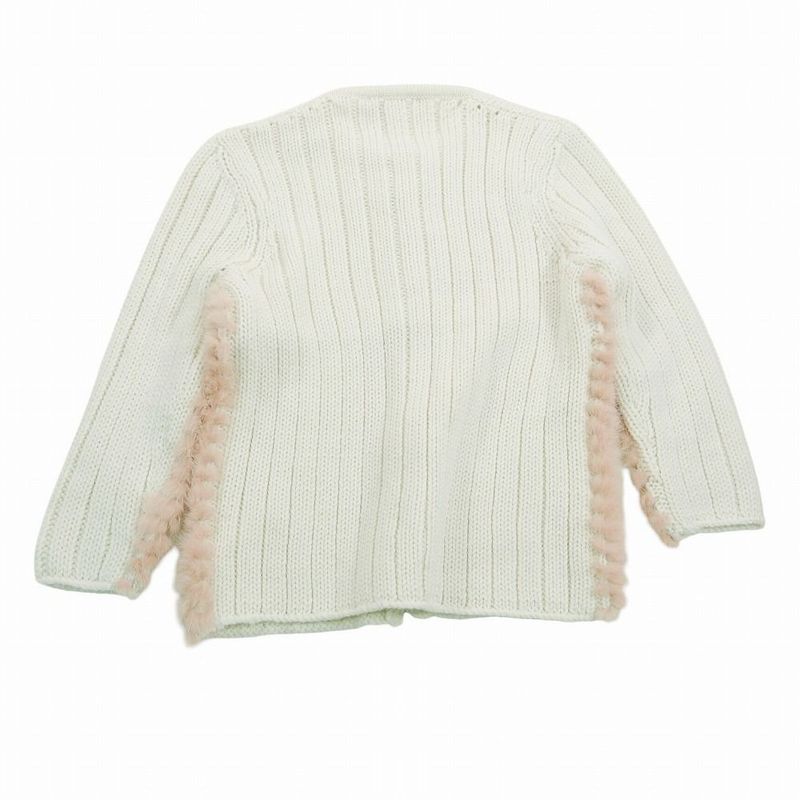 Versace Gianni Mink Knit Cardigan Top Long Sleeve White 40