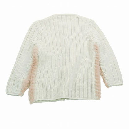 Versace Gianni Mink Knit Cardigan Top Long Sleeve White 40
