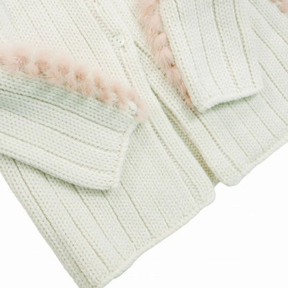 Versace Gianni Mink Knit Cardigan Top Long Sleeve White 40